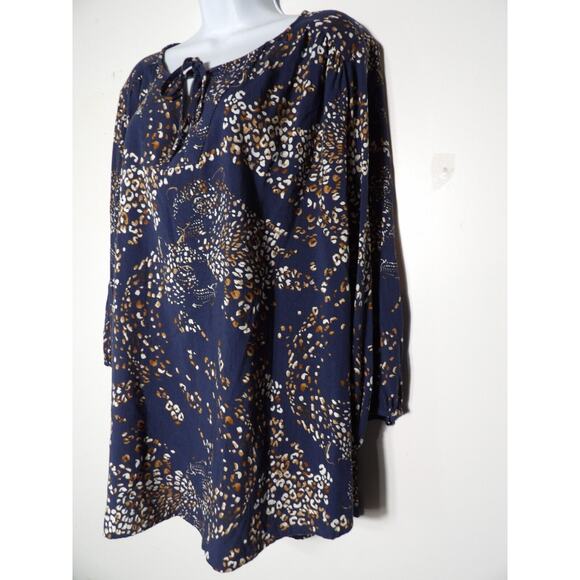 Evri 2X Top Tunic Cheetah Leopard Jag Animal Blue Office Career Big Cat Rayon - Picture 2 of 9